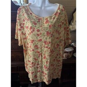 White Stag Womens Blouse Size 18/20W Plus pullover stretch 50” Bust 27” L Gold